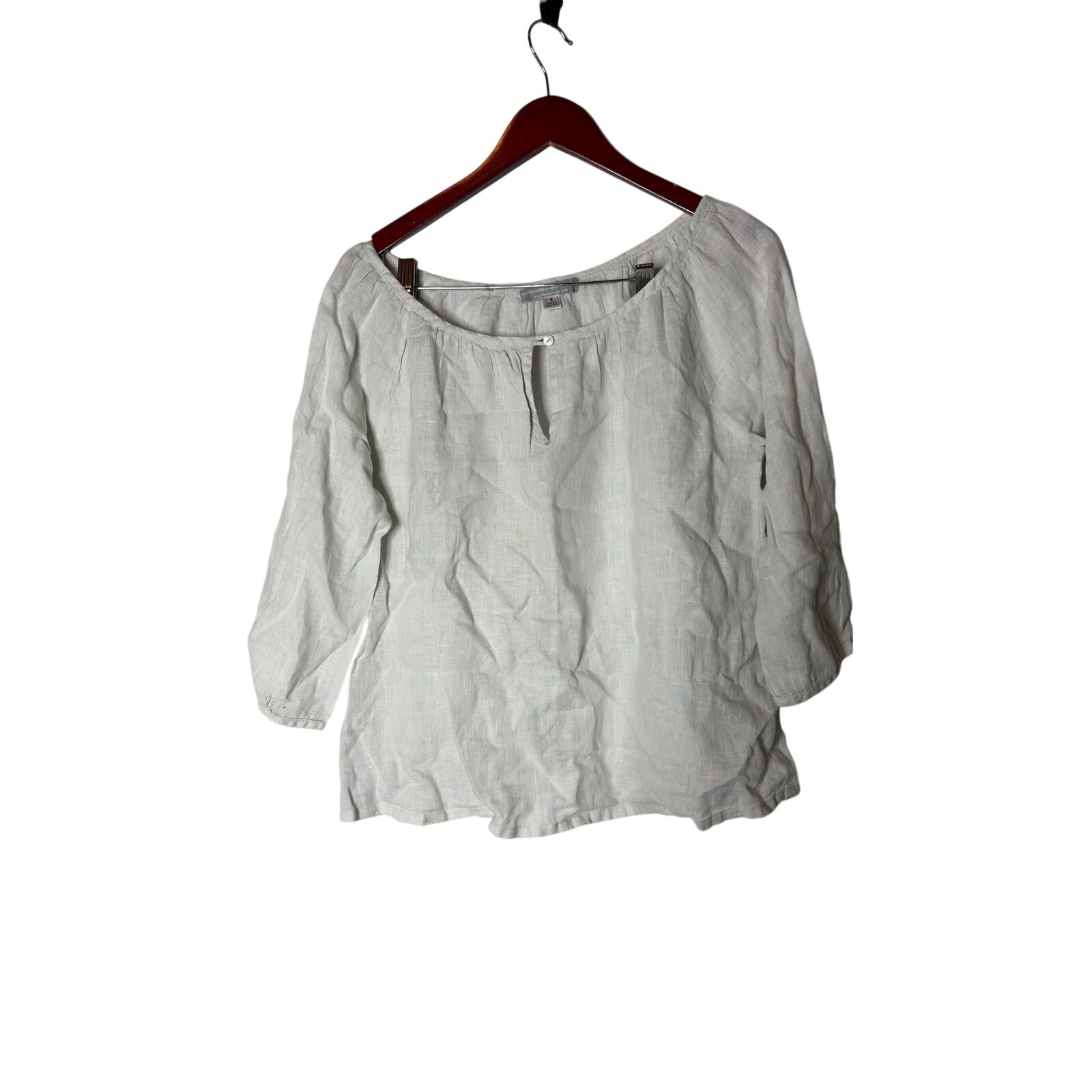 Artemesia Handmade 100% Linen Off White Blouse Sz S